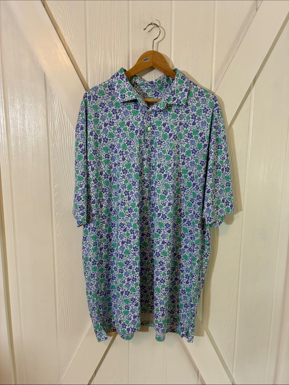 Rhoback Men's Floral Polo in Blue & Green